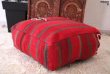 Red moroccan berber kilim berber rug pouf