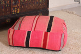 Pink moroccan handmade berber kilim rug pouf