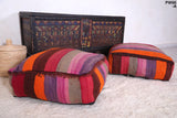 Two Moroccan kilim handmade rug berber poufs