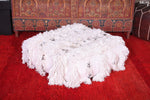 Berber handwoven wedding blanket rug pouf