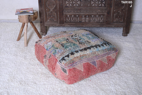 Handmade azilal colorful old rug berber pouf