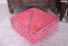 Berber handmade Moroccan pink rug pouf | Artisan craft with soft elegance