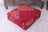 Moroccan handmade rug red berber old pouf