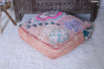 Colorful handmade moroccan wool rug pouf