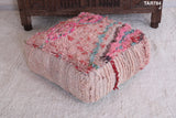 Moroccan handmade ottoman pink rug pouf