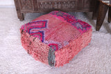 Moroccan handmade red rug azilal pink pouf