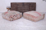 Two moroccan azilal berber handmade rug poufs