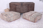 Two moroccan handmade rug berber poufs