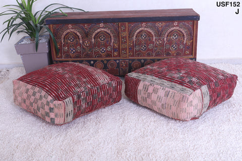 Two moroccan berber handmade ottoman poufs