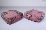 Two moroccan berber azilal handmade rug poufs