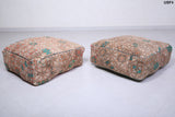 Two berber handmade moroccan old rug pouf