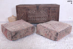 Two berber moroccan berber handmade old rug poufs