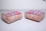 Two azilal handmade azilal berber rug old poufs