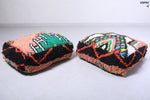 Two berber handmade moroccan rug poufs