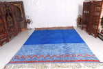 Blue custom Moroccan rug, wool berber carpet