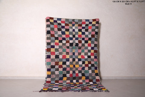 Boucherouite colorful handmade Moroccan rug - 4.5 FT X 7.2 FT