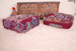 Two handmade moroccan azilal Kilim rug Poufs