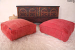 Two Moroccan berber handmade Kilim rug red Pouf