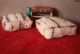 Two handwoven moroccan vintage rug Kilim Poufs