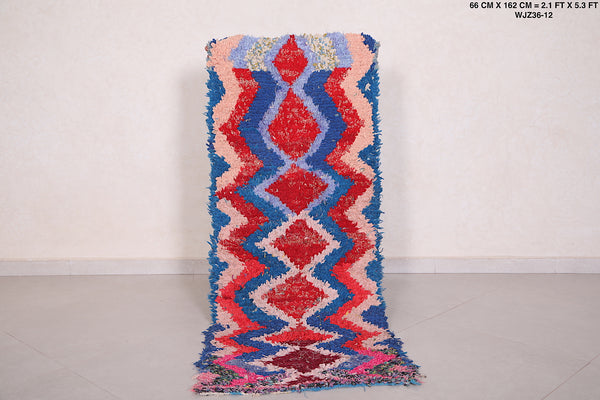 Vintage colorful handmade Moroccan rug , 2.1 FT X 5.3 FT