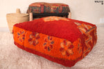 Azilal handmade Moroccan orange Kilim Pouf