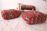 Two Moroccan berber rug handmade Kilim Poufs