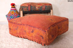 Moroccan Kilim Pouf - Burnt Orange Vintage Floor Cushion