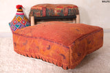 Moroccan Kilim Pouf - Burnt Orange Vintage Floor Cushion