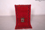 red boucherouite berber Moroccan rug 1.8 FT X 3.3 FT