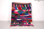 Vintage colorful boucherouite moroccan rug 3.8 FT X 5.6 FT