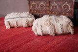 Two berber old poufs handmade moroccan ottoman