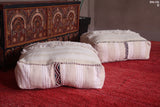 Two kilim handmade berber old rug poufs ottoman