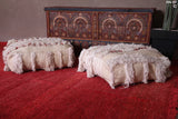 Two handmade flatwoven berber rug poufs ottoman