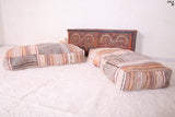 Two moroccan berber handmade rug ottoman poufs