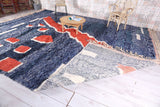 Custom handmade rug, Azilal Blue and red carpet